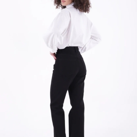 Blugi Negri Evazați cu Talie &Icirc;naltă