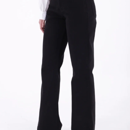 Blugi Negri Evazați cu Talie &Icirc;naltă