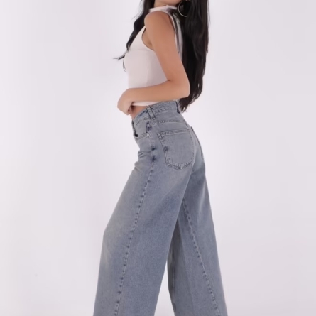 Широкие джинсы из серого денима