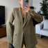 Khaki Blazer with One Button