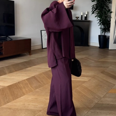 Бордовый комплект &ndash; кимоно и широкие брюки