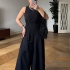 Sleeveless black jumpsuit with a relaxed fit