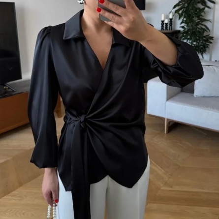 Black Satin Blouse