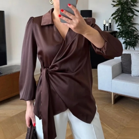 Chocolate Satin Blouse