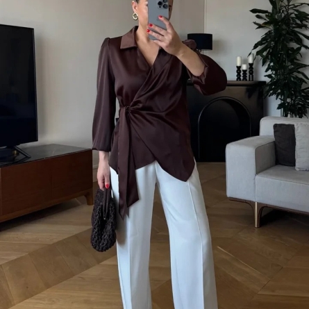 Chocolate Satin Blouse