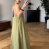 Backless Long Khaki Dress