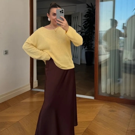 Light Knit Round Neck Yellow Sweater