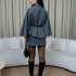 Gray Elegant Belted Poncho