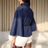 Poncho bleumarin elegant cu cordon
