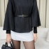 Black Elegant Belted Poncho