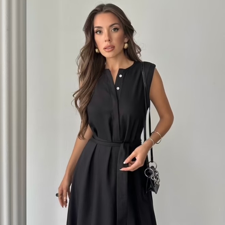 Rochie Neagra Maxi fără M&acirc;neci