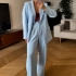 Light Blue Blazer with One Button