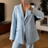 Light Blue Blazer with One Button
