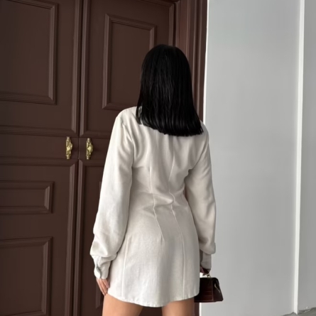 Rochie Mini Gri cu Papion Decorativ