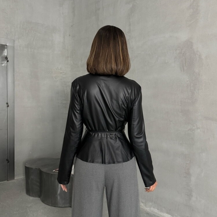Faux Leather Fitted Blazer-Style Top