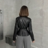 Faux Leather Fitted Blazer-Style Top