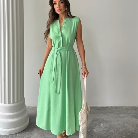 Sleeveless green maxi dress