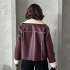 Burgundy Faux Leather Jacket with Shearling Lining