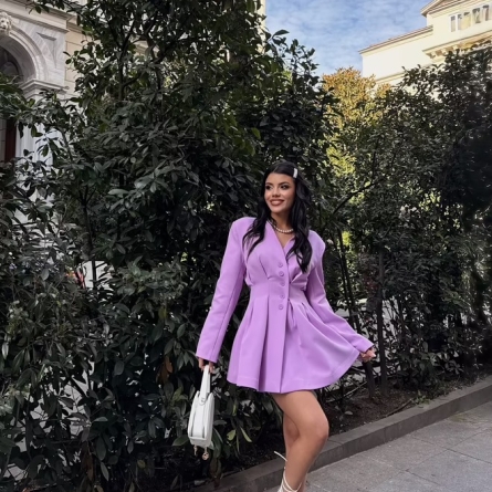 Rochie sacou lila cu croi evazat