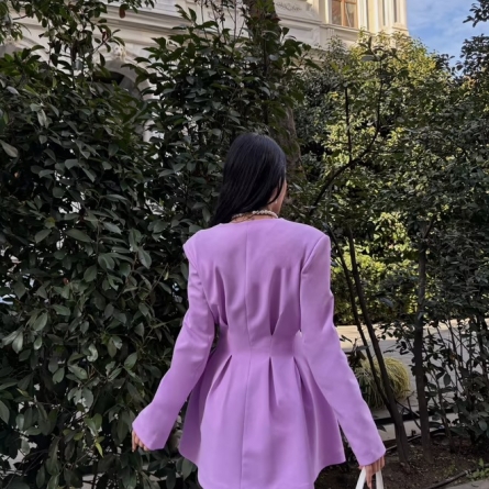 Rochie sacou lila cu croi evazat