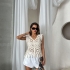 Crocheted Cream Vest with Tassels
