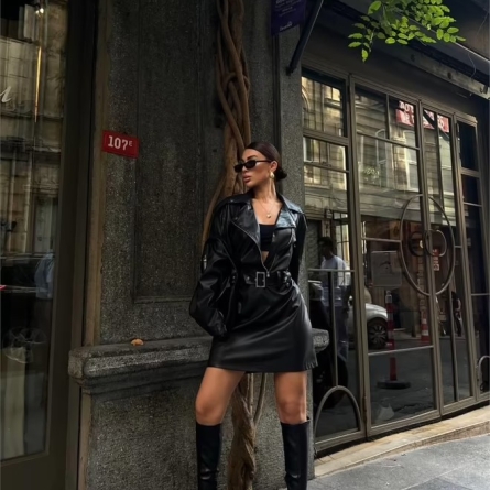 Мини-платье в стиле байкерской куртки