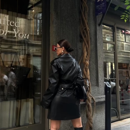 Мини-платье в стиле байкерской куртки