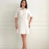 White Tweed Blazer-Style Dress with Buttons and Belt