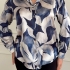 Satin Abstract Print Mavy Shirt