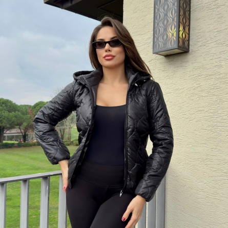 Black Short Quilted Coat