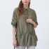 Khaki shirt with gathered waist details