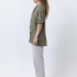 Khaki shirt with gathered waist details