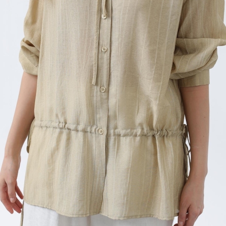 Cămașă oliva cu detalii &icirc;ncrețite &icirc;n talie