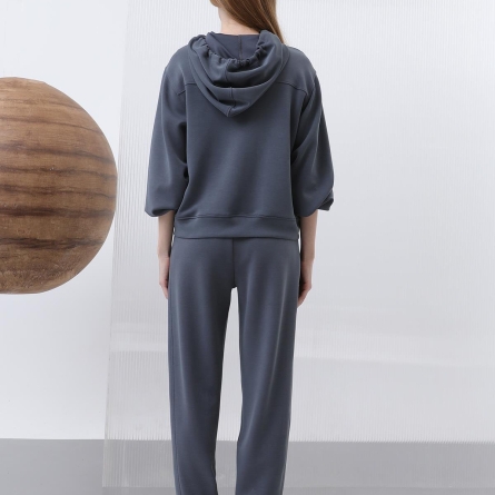 Серый худи на молнии с капюшоном