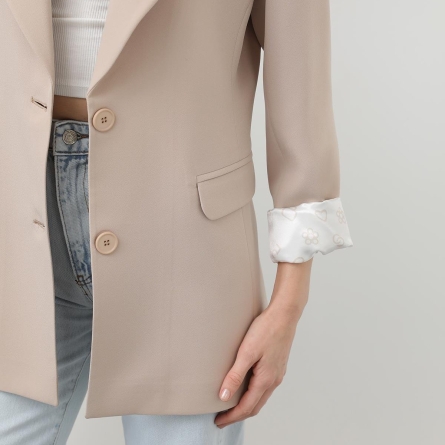 Sacou casual oversize roz cu captușeală