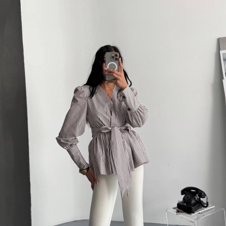 Brown Midi Shirt Dress with Waist Tie and Front Buttons