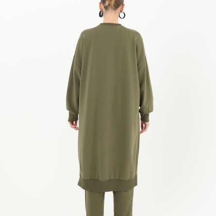 Женская длинная туника цвета хаки из хлопка