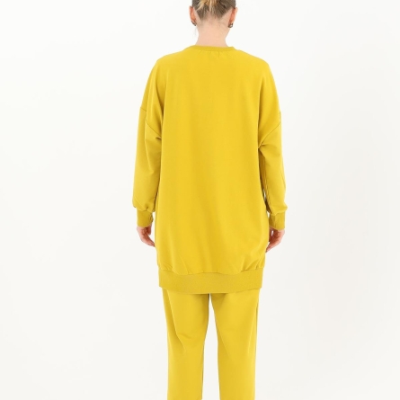 Tunică medie casual galbenă din bumbac