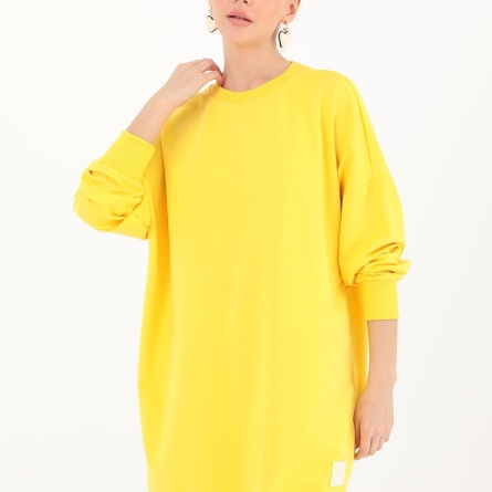 Tunică medie casual galbenă din bumbac