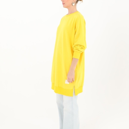Tunică medie casual galbenă din bumbac