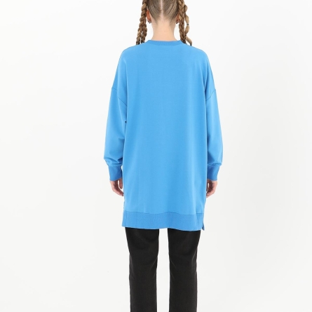 Tunică medie casual albastră din bumbac