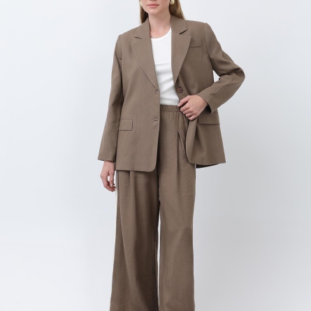 Светло-коричневые брюки из гросгрейна с боковыми полосками