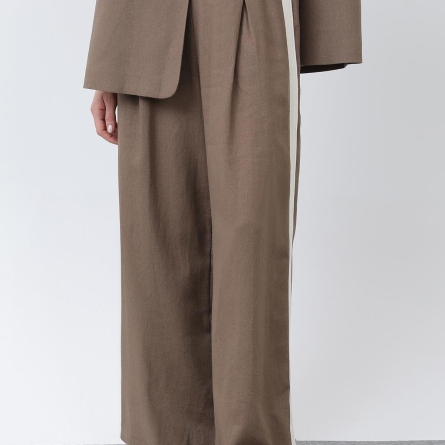 Светло-коричневые брюки из гросгрейна с боковыми полосками