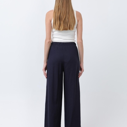 Синие брюки из гросгрейна с боковыми полосками