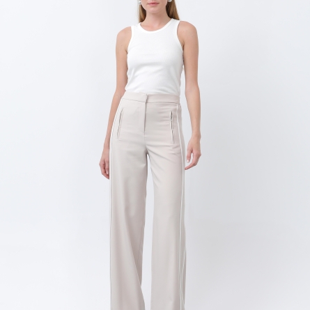 Женские бежевые брюки с боковыми полосами