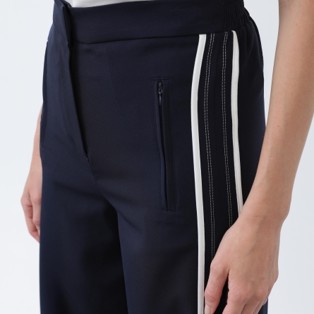 Женские синие брюки с боковыми полосами