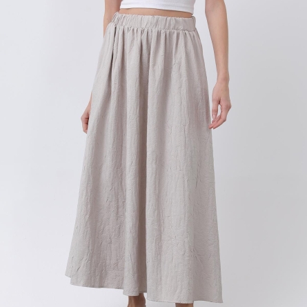 Белая миди юбка с резинкой на талии