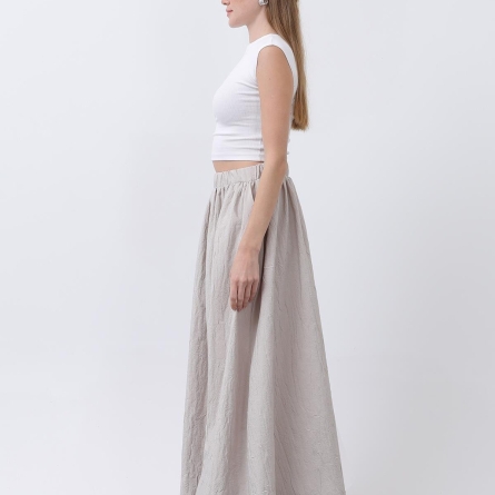 Белая миди юбка с резинкой на талии