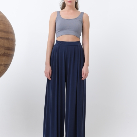 Темно-синие широкие брюки палаццо