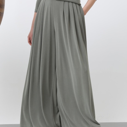 Широкие брюки палаццо цвета хаки